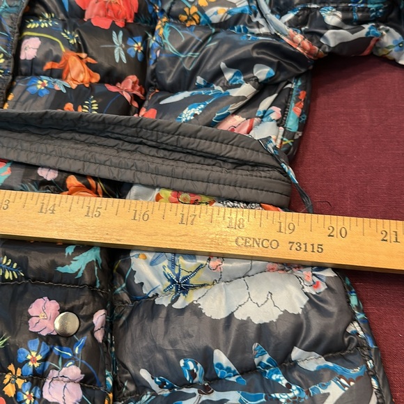 Johnny Was L Black and Red floral reversible car coat Jacket snaps pockets hood - Picture 7 of 12